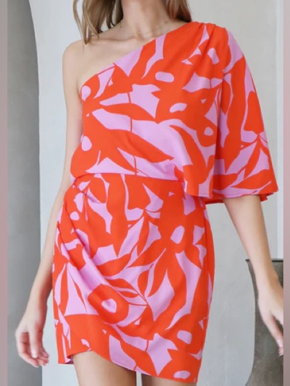 Tyche Valentina One Shoulder Floral Purple Pink Orange Game Day Dress NWT